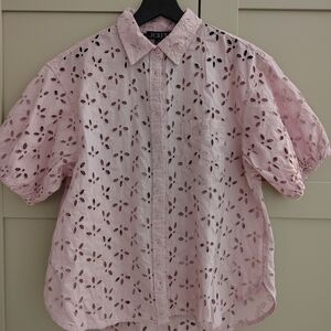 J. CREW Spring Garden Pink Eyelet Blouse 8, NWT